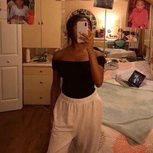 Black off the shoulder bodysuit